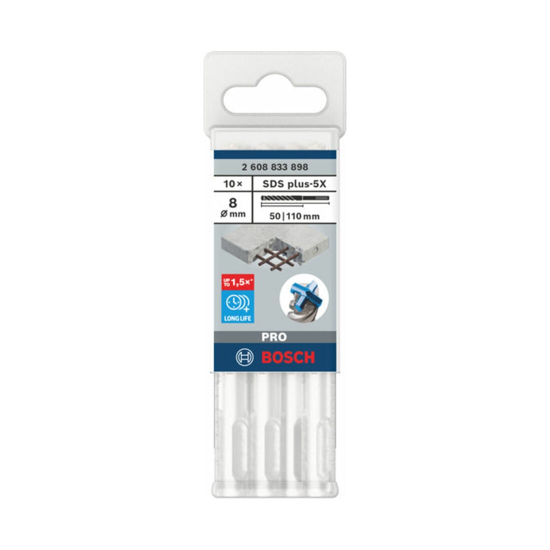 Bosch PRO Foret à percussion SDS plus-5X, 8 x 50 x 110 mm, 10 pcs.