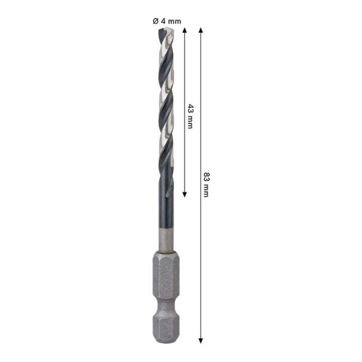 Bosch PRO Foret hélicoïdal à percussion en métal HSS-G, 4 x 43 x 83 mm