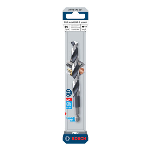 Bosch PRO Foret hélicoïdal à percussion HSS-G Metal, 10 x 87 x 133 mm
