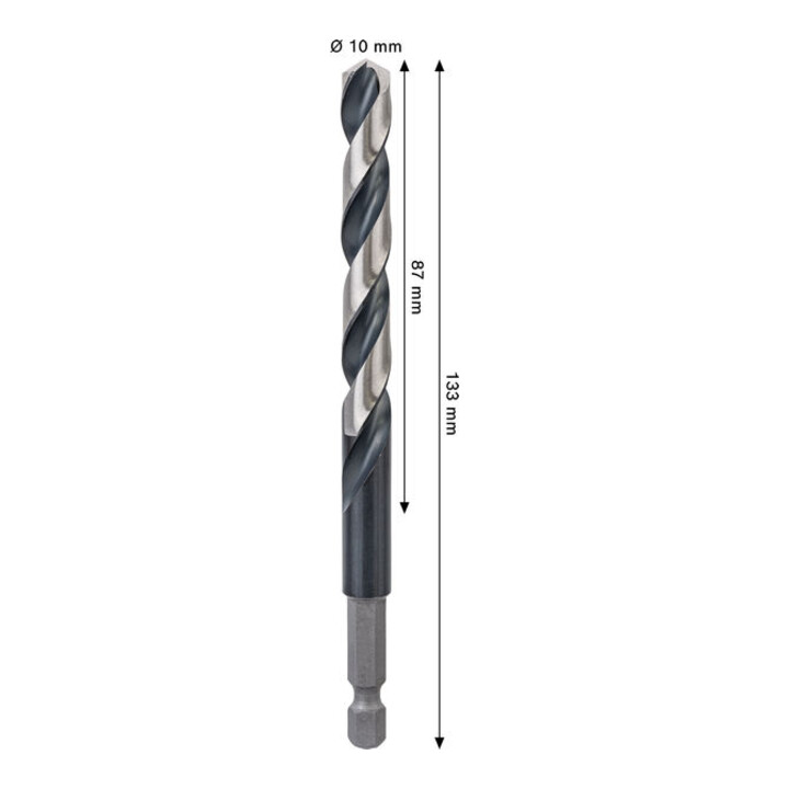 Bosch PRO Foret hélicoïdal à percussion HSS-G Metal, 10 x 87 x 133 mm