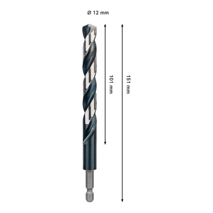 Bosch PRO Foret hélicoïdal à percussion HSS-G Metal, 12 x 101 x 151 mm