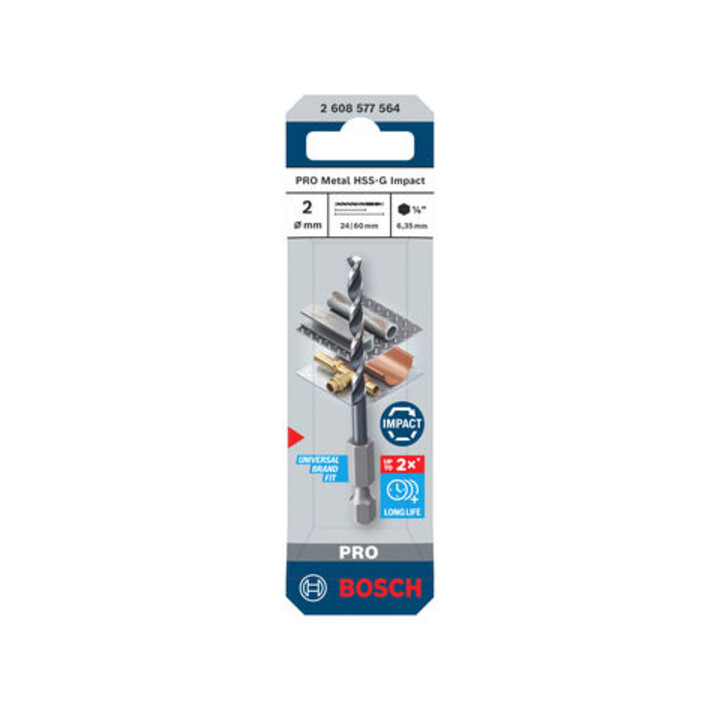 Bosch PRO Foret hélicoïdal à percussion HSS-G Metal, 2 x 24 x 60 mm