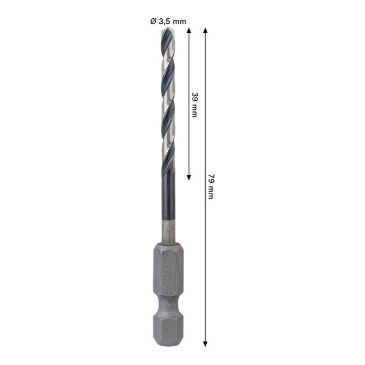 Bosch PRO Foret hélicoïdal à percussion HSS-G métal, 3,5 x 39 x 79 mm