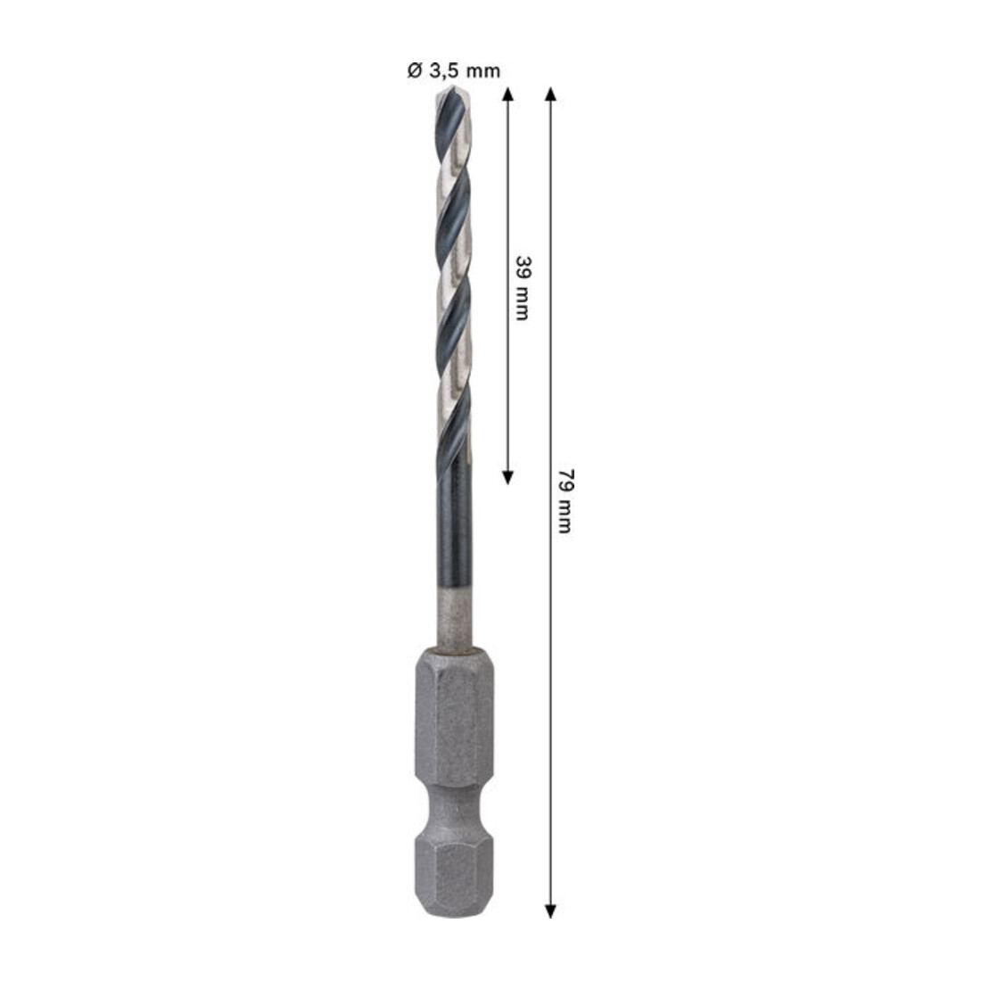 Bosch PRO Foret hélicoïdal à percussion HSS-G métal, 3,5 x 39 x 79 mm