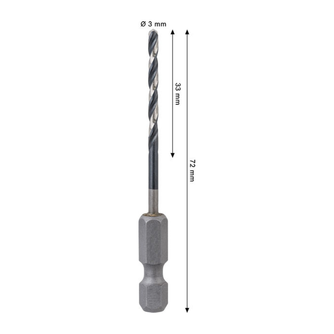 Bosch PRO Foret hélicoïdal à percussion HSS-G métal, 3 x 33 x 72 mm