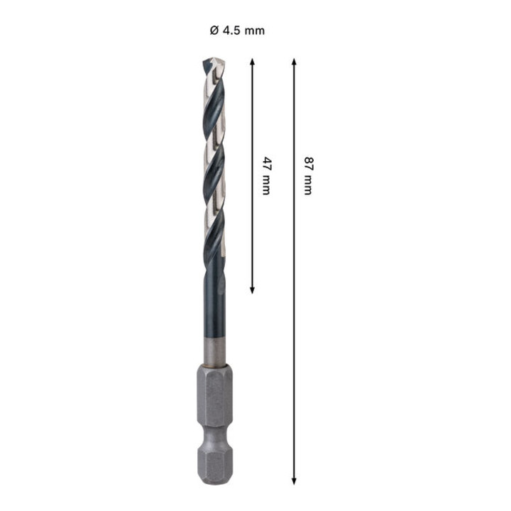 Bosch PRO Foret hélicoïdal à percussion HSS-G Metal, 4,5 x 47 x 87 mm