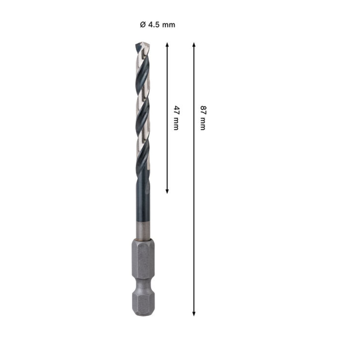 Bosch PRO Foret hélicoïdal à percussion HSS-G Metal, 4,5 x 47 x 87 mm