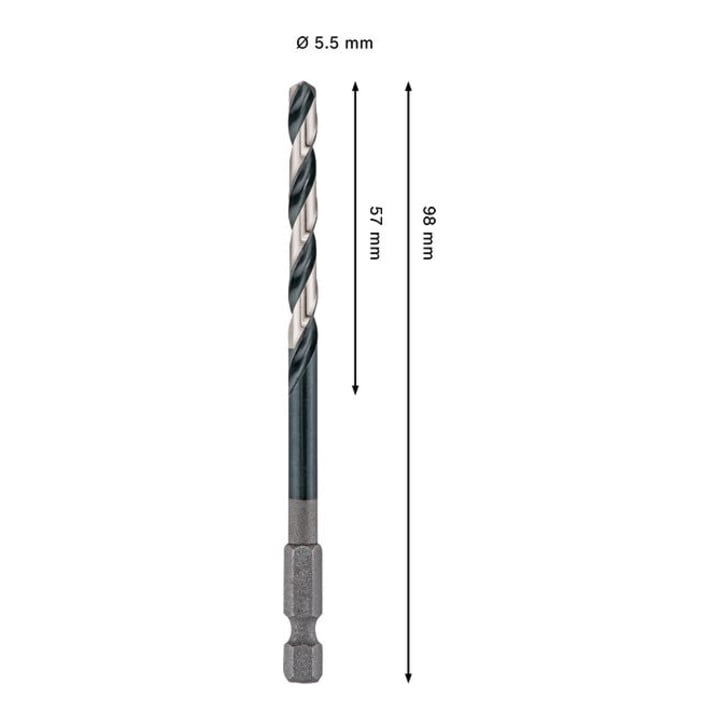 Bosch PRO Foret hélicoïdal à percussion HSS-G Metal, 5,5 x 57 x 98 mm