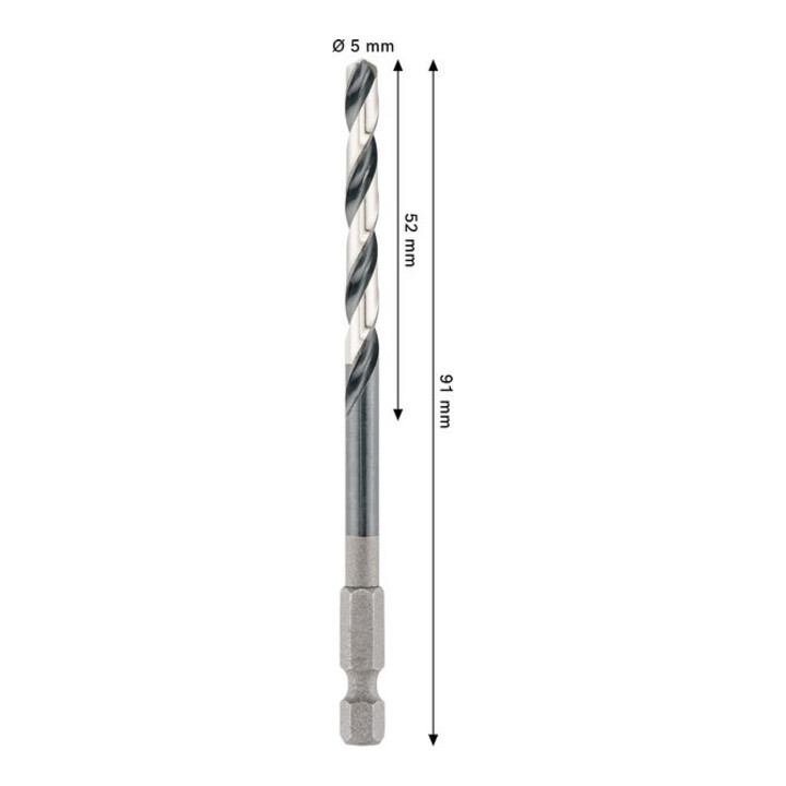 Bosch PRO Foret hélicoïdal à percussion HSS-G métal, 5 x 52 x 91 mm