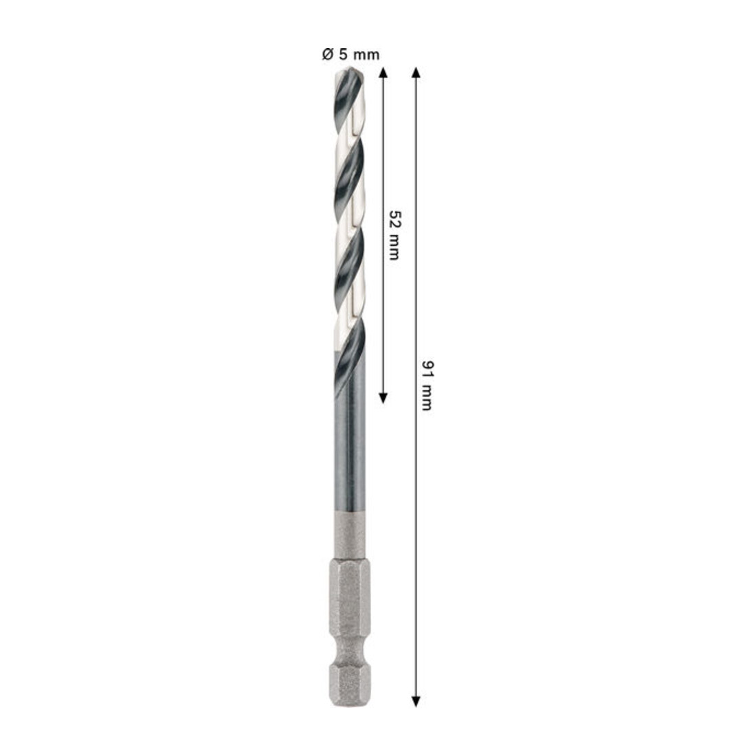 Bosch PRO Foret hélicoïdal à percussion HSS-G métal, 5 x 52 x 91 mm