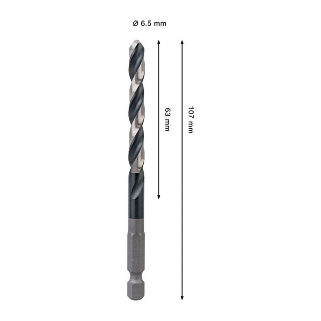 Bosch PRO Foret hélicoïdal à percussion HSS-G Metal, 6,5 x 63 x 107 mm