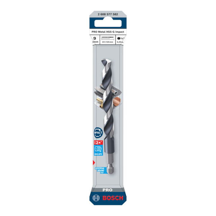 Bosch PRO Foret hélicoïdal à percussion HSS-G métal, 9 x 81 x 125 mm