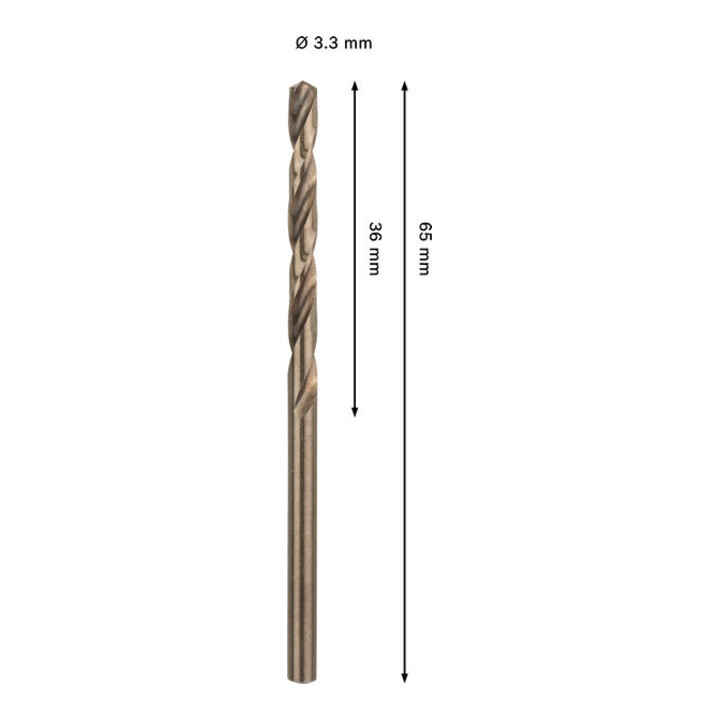 Bosch PRO Foret hélicoïdal en acier inoxydable HSS-Co, 3,3 x 36 x 65 mm