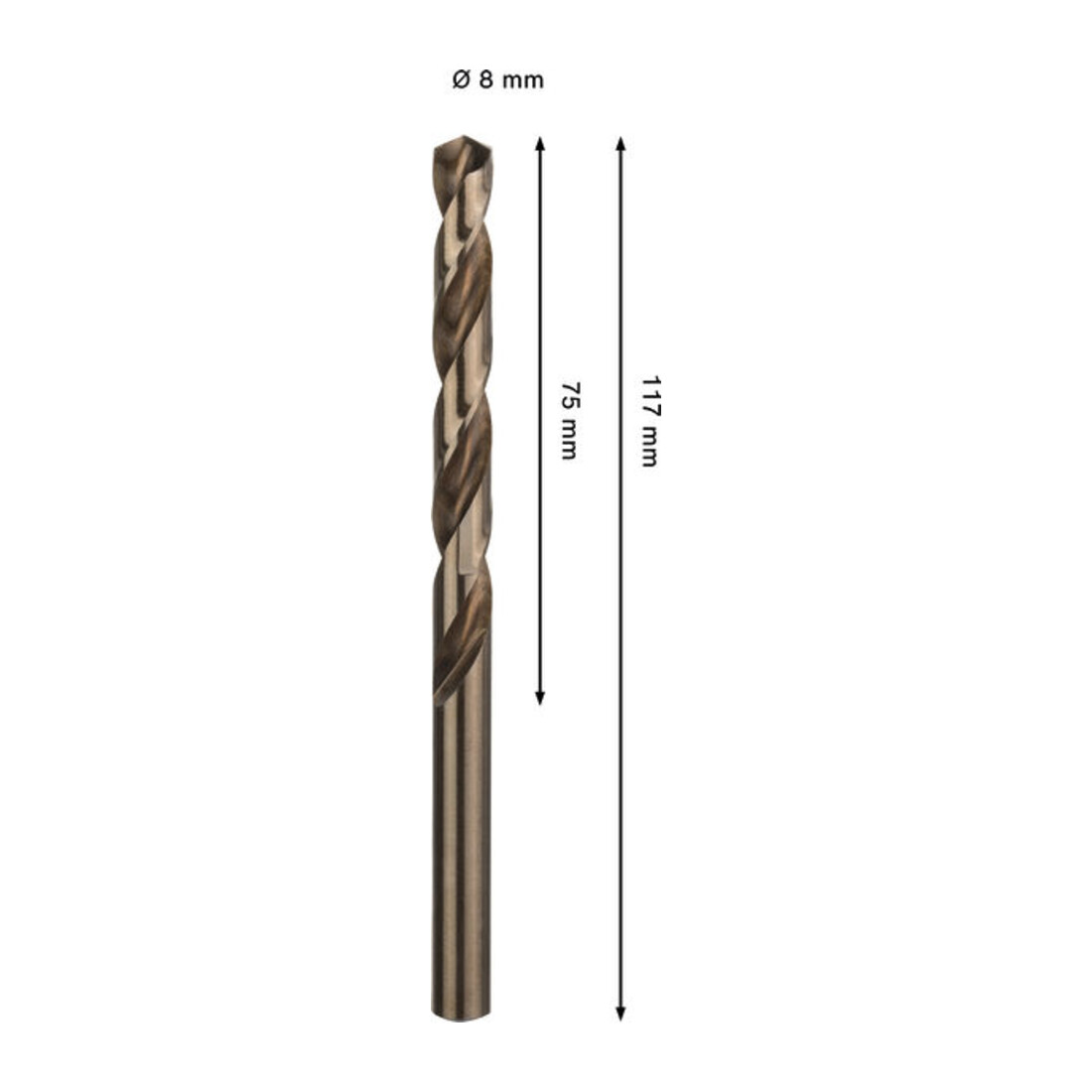 Bosch PRO Foret hélicoïdal en acier inoxydable HSS-Co, 8 x 75 x 117 mm