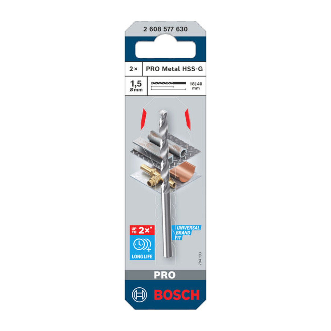 Bosch PRO Foret hélicoïdal en métal HSS-G, 1,5 x 18 x 40 mm