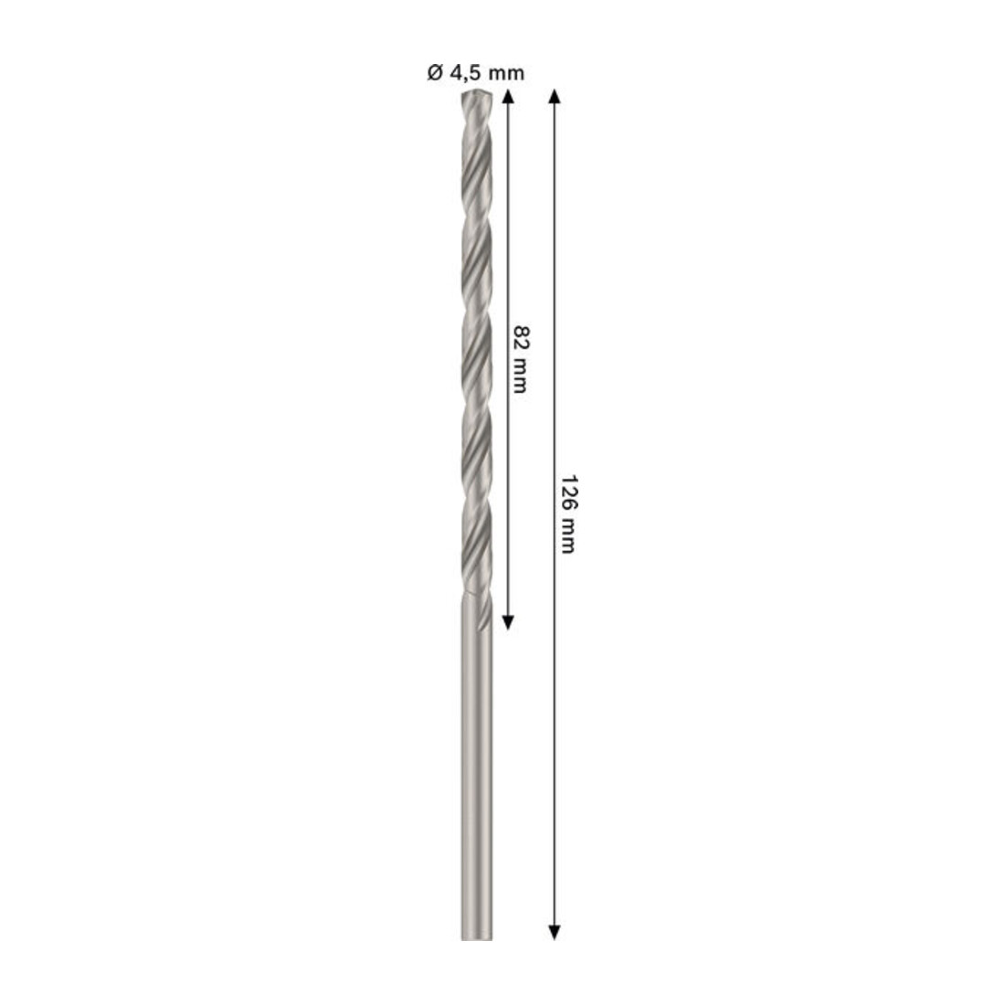 Bosch PRO Foret hélicoïdal en métal HSS-G, 4,5 x 82 x 126 mm
