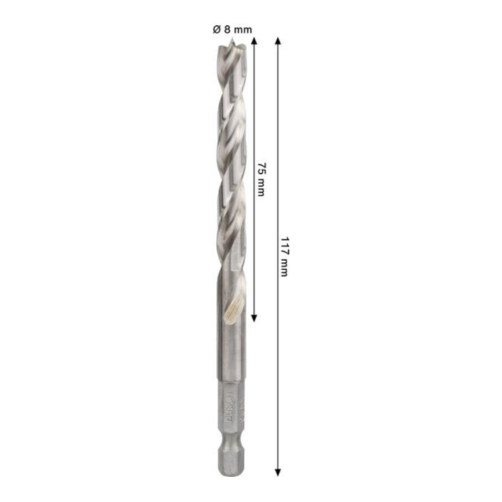 Bosch PRO Foret hélicoïdal HSS bois, 8x75x117 mm