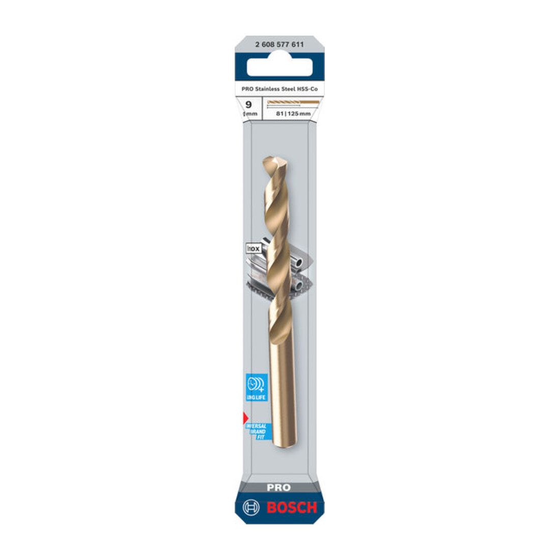 Bosch PRO Foret hélicoïdal HSS-Co acier inoxydable, 9 x 81 x 125 mm