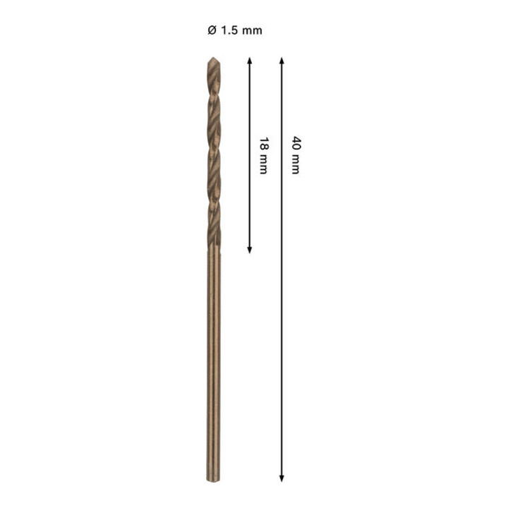 Bosch PRO Foret hélicoïdal HSS-Co en acier inoxydable, 1,5 x 18 x 40 mm
