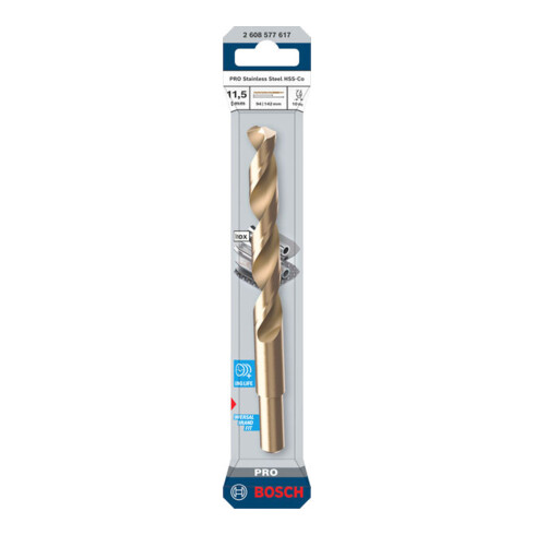 Bosch PRO Foret hélicoïdal HSS-Co en acier inoxydable, 11,5 x 94 x 142 mm