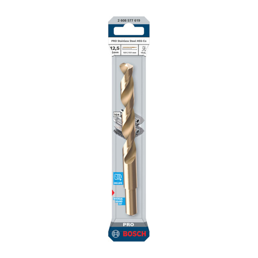 Bosch PRO Foret hélicoïdal HSS-Co en acier inoxydable, 12,5 x 101 x 152 mm