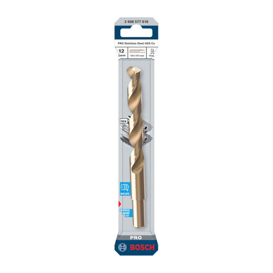 Bosch PRO Foret hélicoïdal HSS-Co en acier inoxydable, 12 x 101 x 151 mm