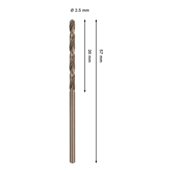 Bosch PRO Foret hélicoïdal HSS-Co en acier inoxydable, 2,5 x 30 x 57 mm