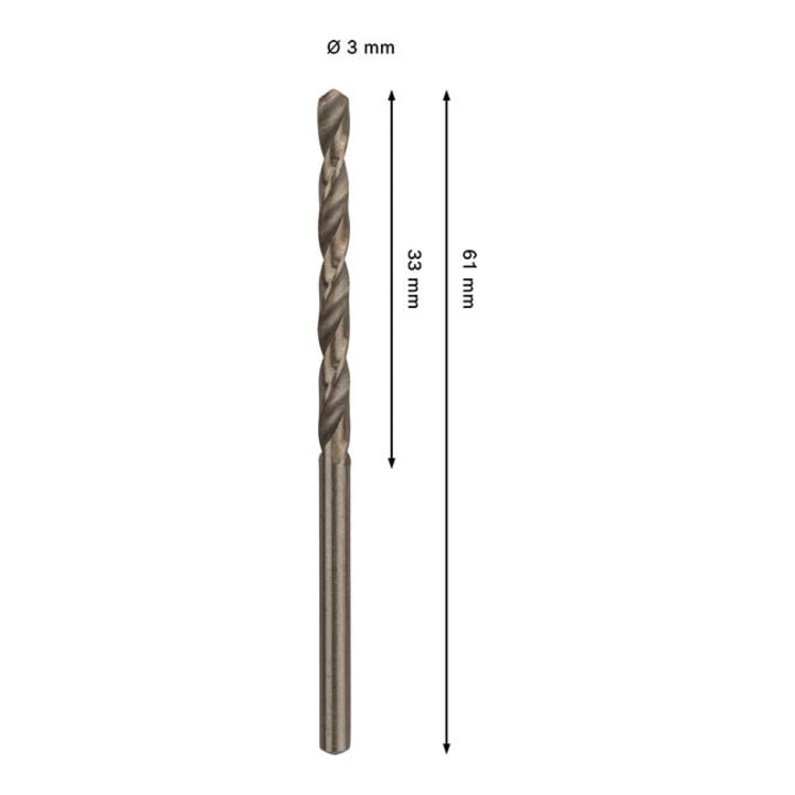 Bosch PRO Foret hélicoïdal HSS-Co en acier inoxydable, 3 × 33 × 61 mm
