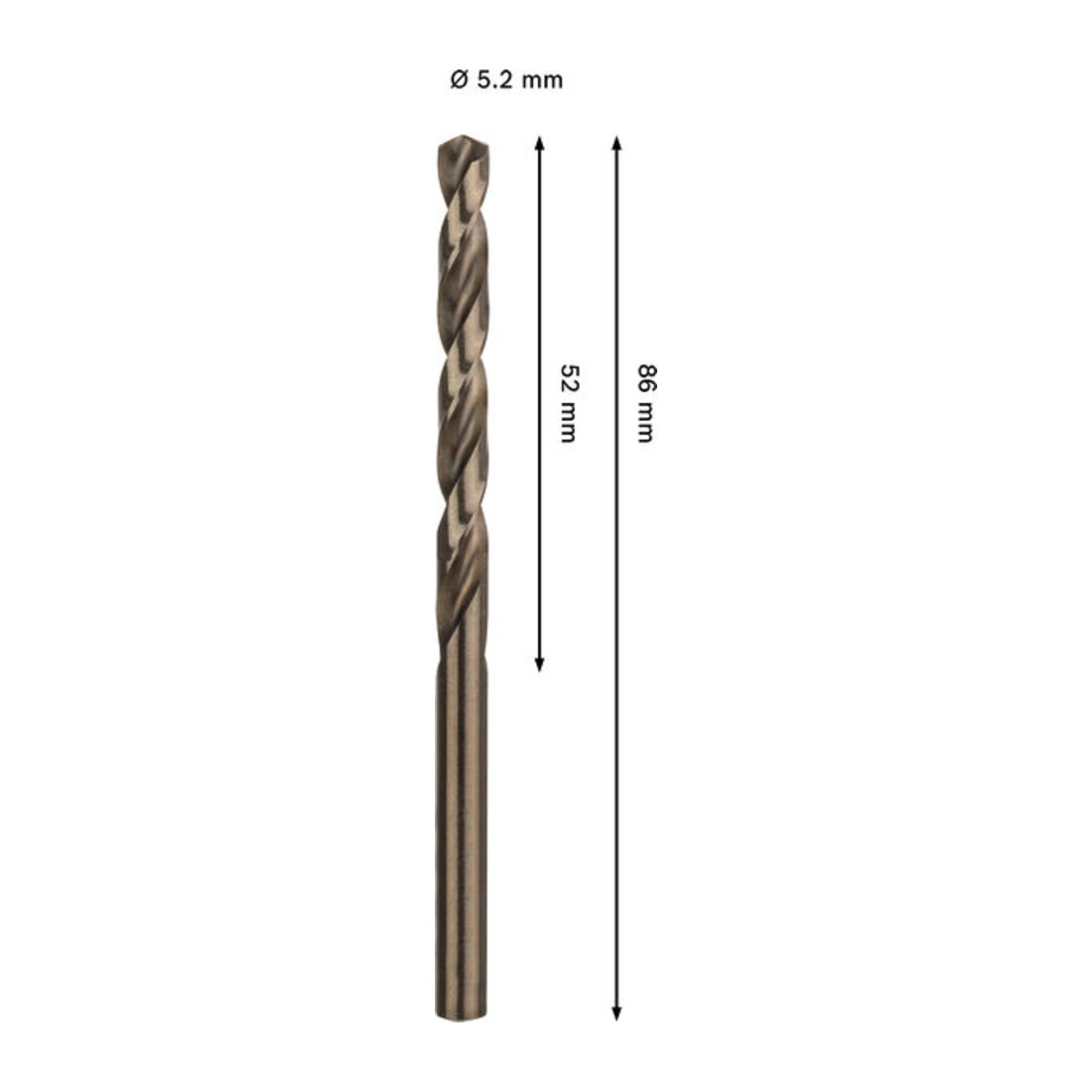 Bosch PRO Foret hélicoïdal HSS-Co en acier inoxydable, 5,2 x 52 x 86 mm