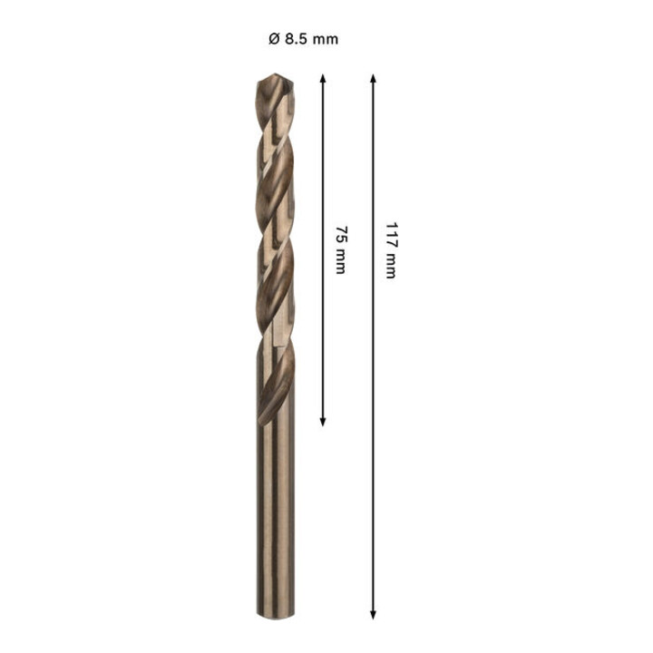 Bosch PRO Foret hélicoïdal HSS-Co en acier inoxydable, 8,5 x 75 x 117 mm