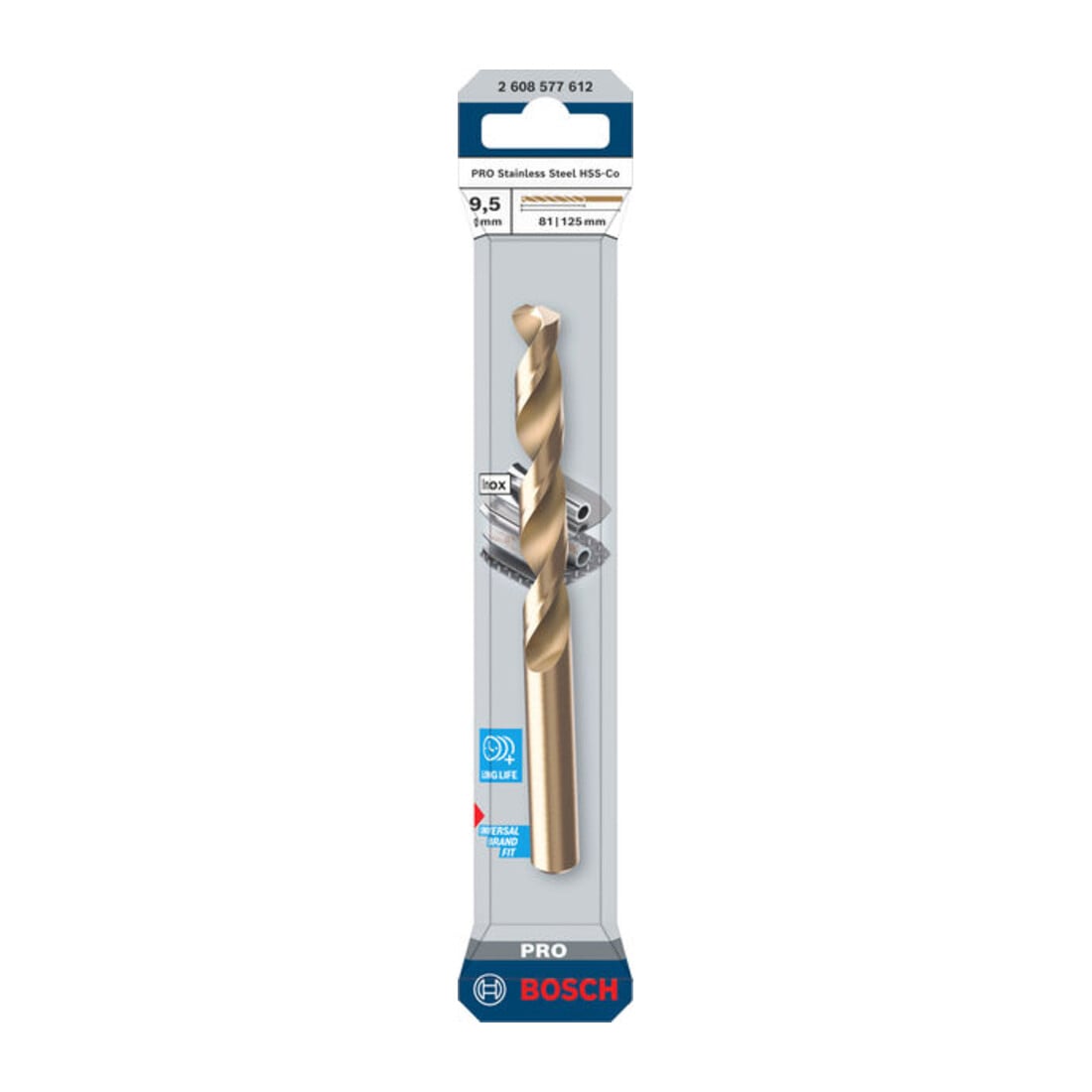 Bosch PRO Foret hélicoïdal HSS-Co en acier inoxydable, 9,5 x 81 x 125 mm