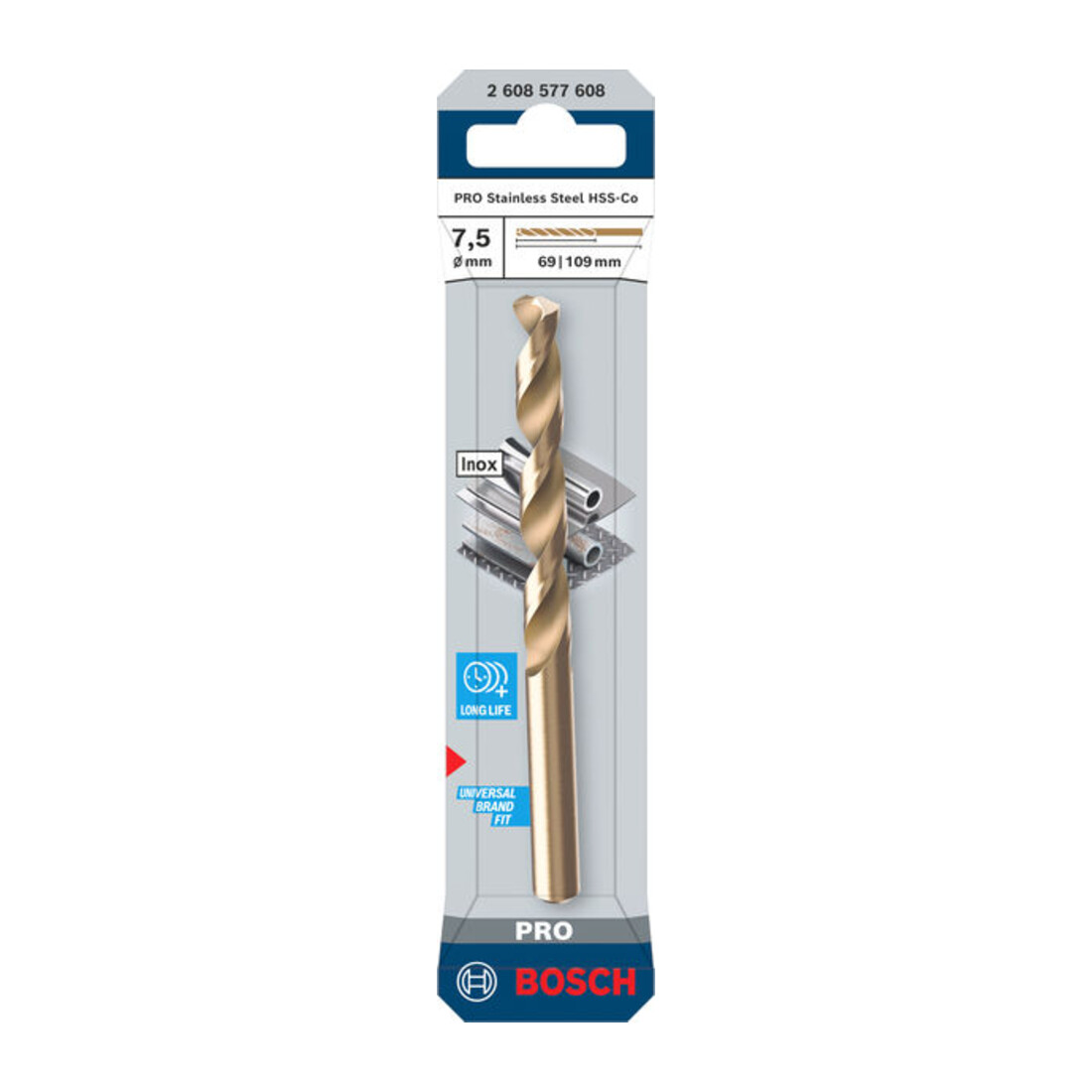 Bosch PRO Foret hélicoïdal HSS-Co inox, 7,5 x 69 x 109 mm