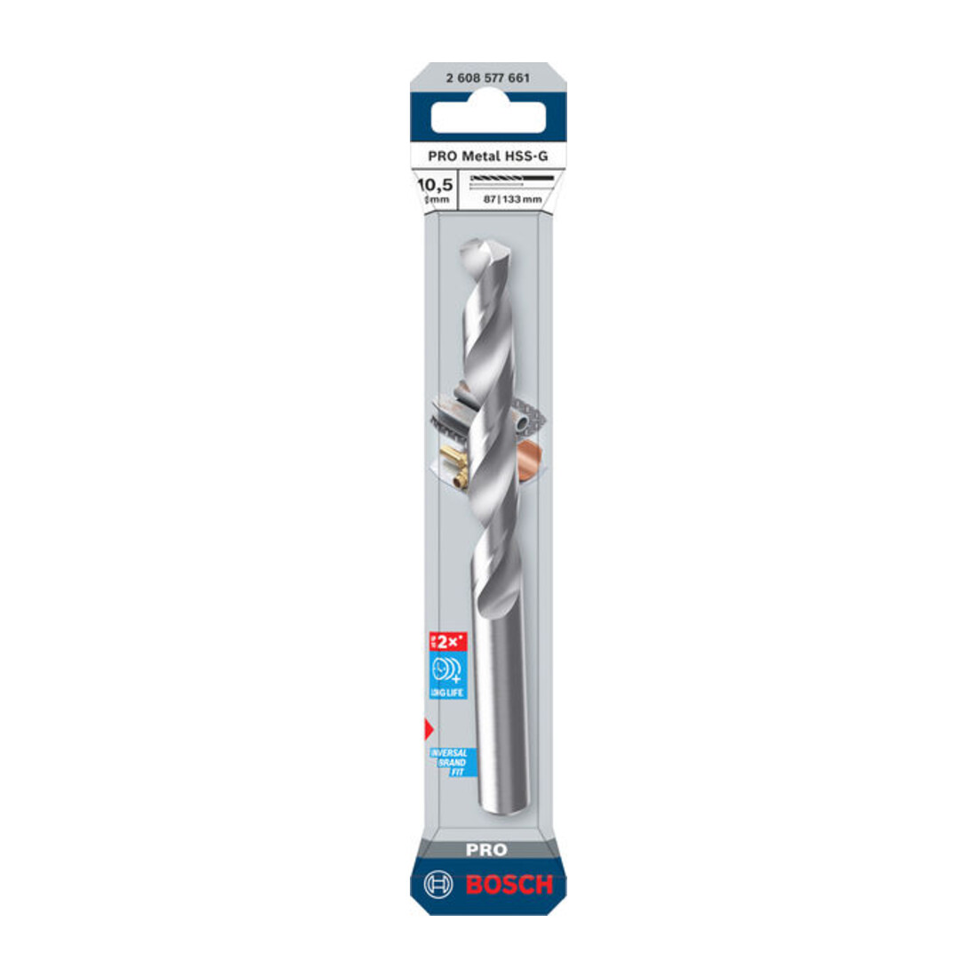 Bosch PRO Foret hélicoïdal HSS-G métal, 10,5 x 87 x 133 mm