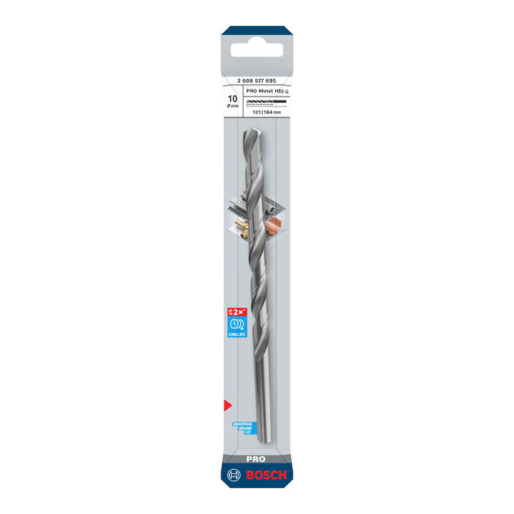 Bosch PRO Foret hélicoïdal HSS-G métal, 10 x 121 x 184 mm