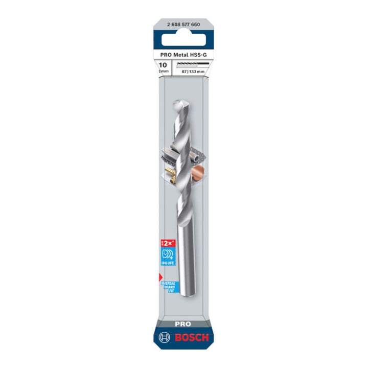 Bosch PRO Foret hélicoïdal HSS-G métal, 10 x 87 x 133 mm