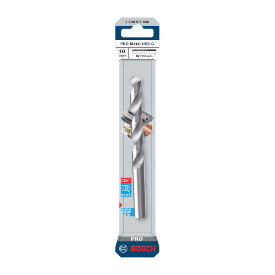 Bosch PRO Foret hélicoïdal HSS-G métal, 10 x 87 x 133 mm
