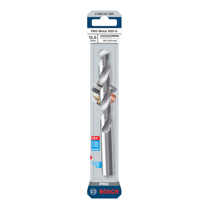 Bosch PRO Foret hélicoïdal HSS-G métal, 12,5 x 101 x 151 mm