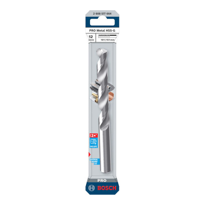Bosch PRO Foret hélicoïdal HSS-G métal, 12 x 101 x 151 mm