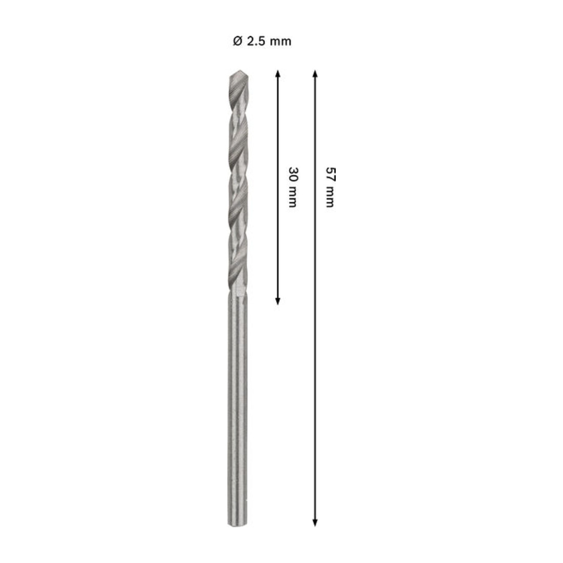 Bosch PRO Foret hélicoïdal HSS-G métal, 2,5 x 30 x 57 mm