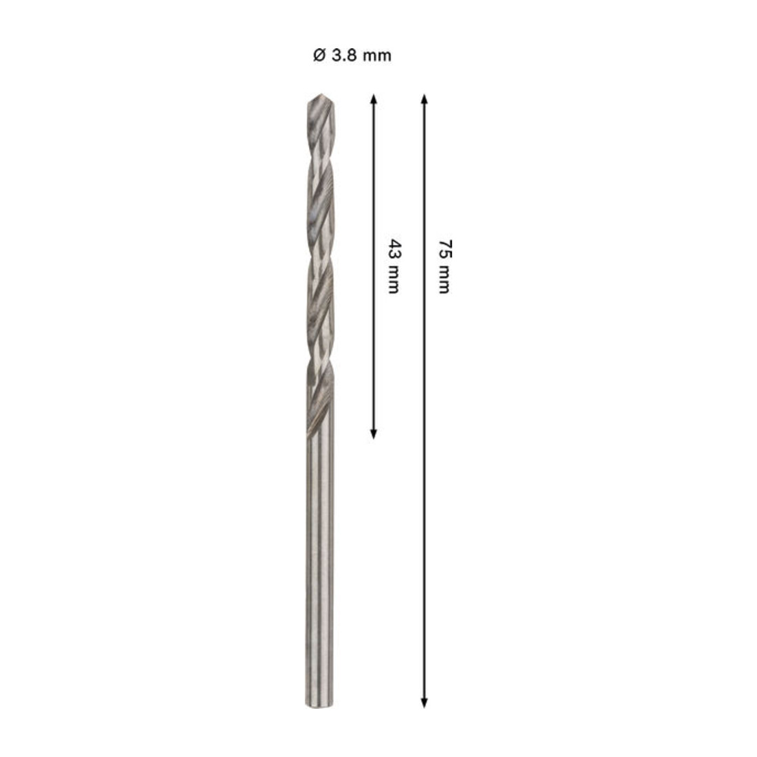 Bosch PRO Foret hélicoïdal HSS-G métal, 3,8 x 43 x 75 mm