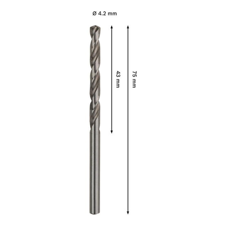 Bosch PRO Foret hélicoïdal HSS-G métal, 4,2 x 43 x 75 mm