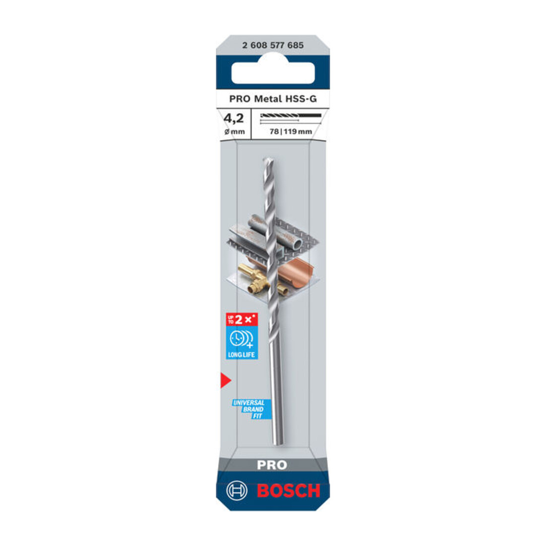 Bosch PRO Foret hélicoïdal HSS-G métal, 4,2 x 78 x 119 mm