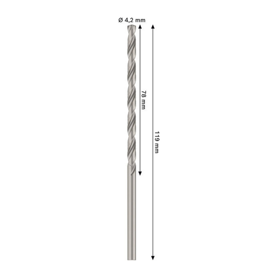 Bosch PRO Foret hélicoïdal HSS-G métal, 4,2 x 78 x 119 mm