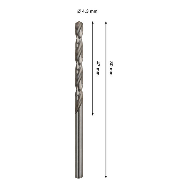 Bosch PRO Foret hélicoïdal HSS-G métal, 4,3 x 47 x 80 mm