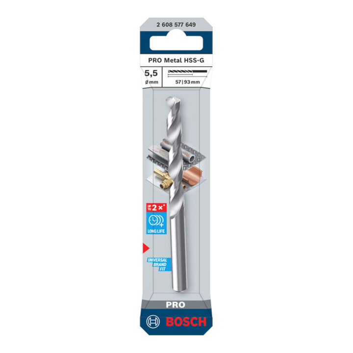 Bosch PRO Foret hélicoïdal HSS-G métal, 5,5 x 57 x 93 mm