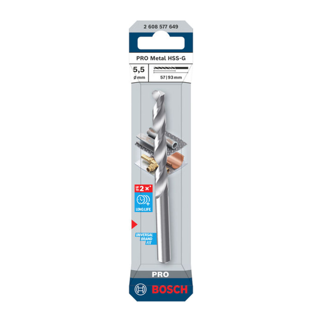 Bosch PRO Foret hélicoïdal HSS-G métal, 5,5 x 57 x 93 mm