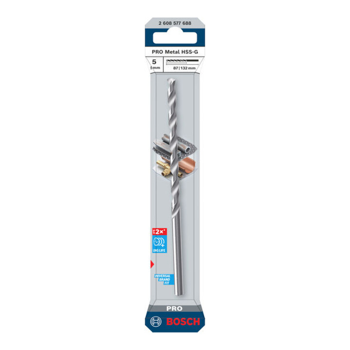 Bosch PRO Foret hélicoïdal HSS-G métal, 5 x 87 x 132 mm