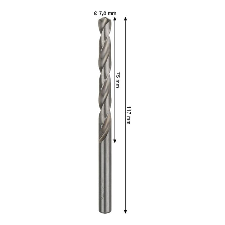 Bosch PRO Foret hélicoïdal HSS-G métal, 7,8 x 75 x 117 mm