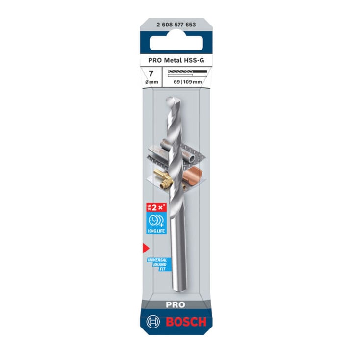 Bosch PRO Foret hélicoïdal HSS-G métal, 7 x 69 x 109 mm