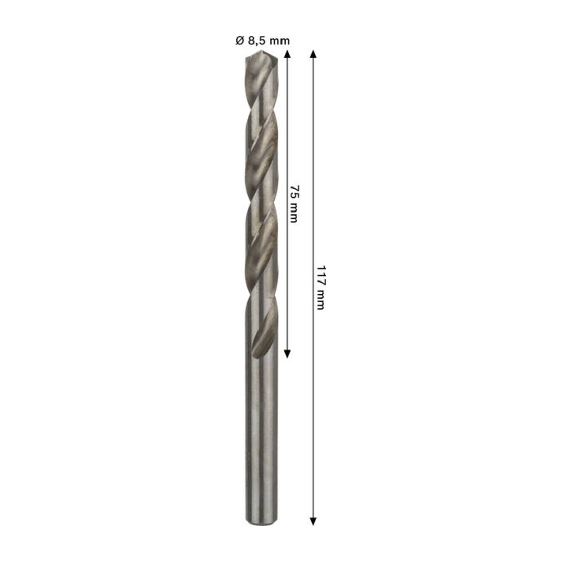 Bosch PRO Foret hélicoïdal HSS-G métal, 8,5 x 75 x 117 mm